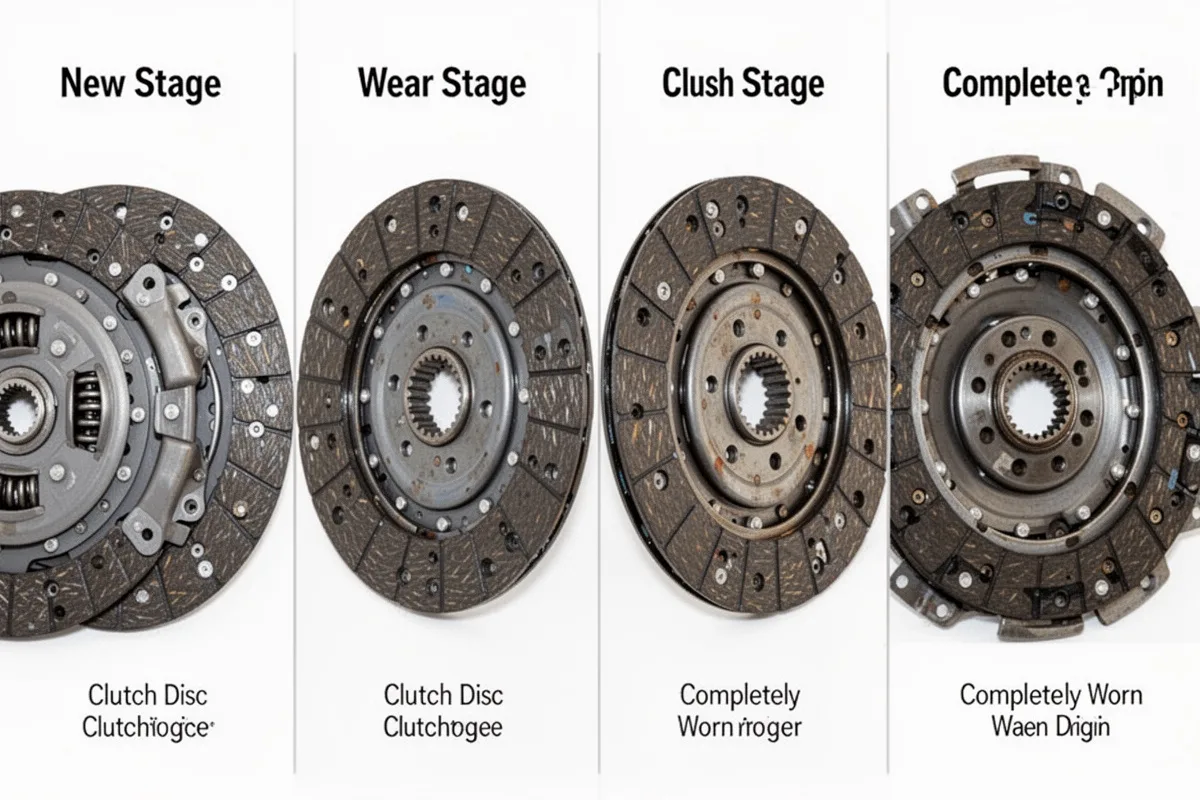 clutch disc wear stages from new to completely worn visual comparison mechanic